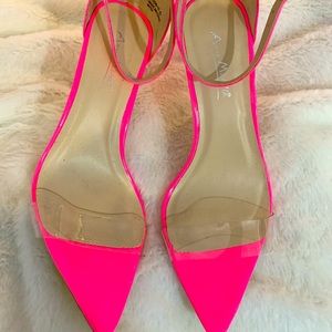 Pink neon pointy heels